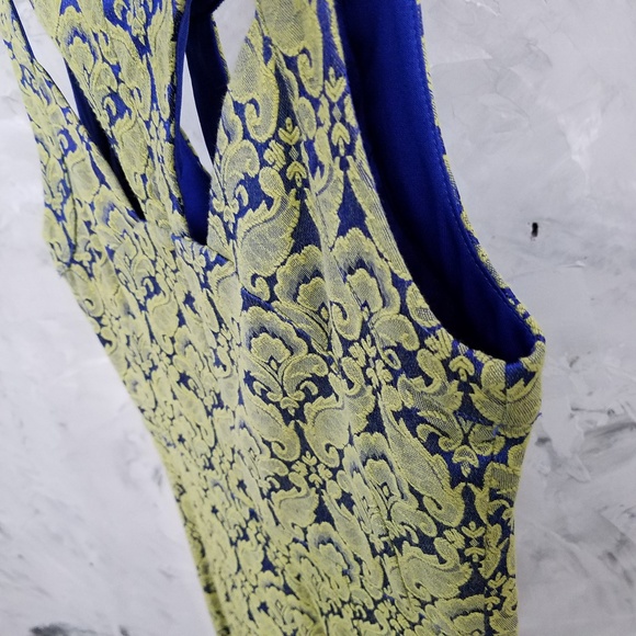 Astr Dresses Astr Green Blue Floral Tapestry Sleeveless Dress